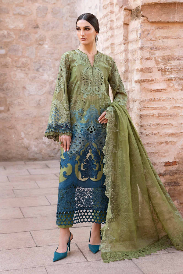 3 Piece Embroidered Paper Cotton Suit | D-2501-A