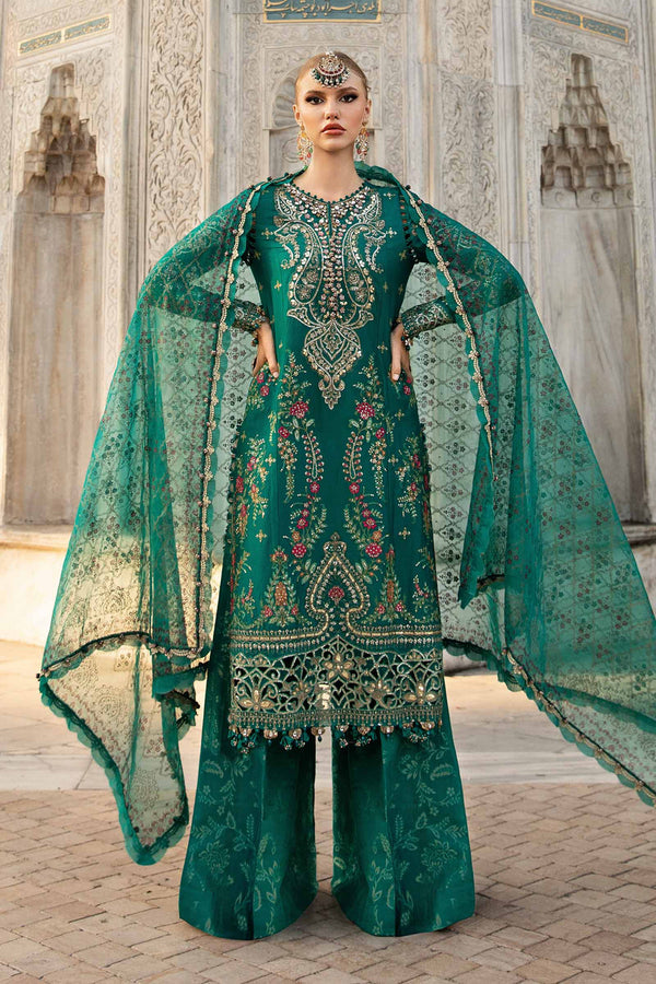 Embroidered Cotton Satin Suit | CST-805